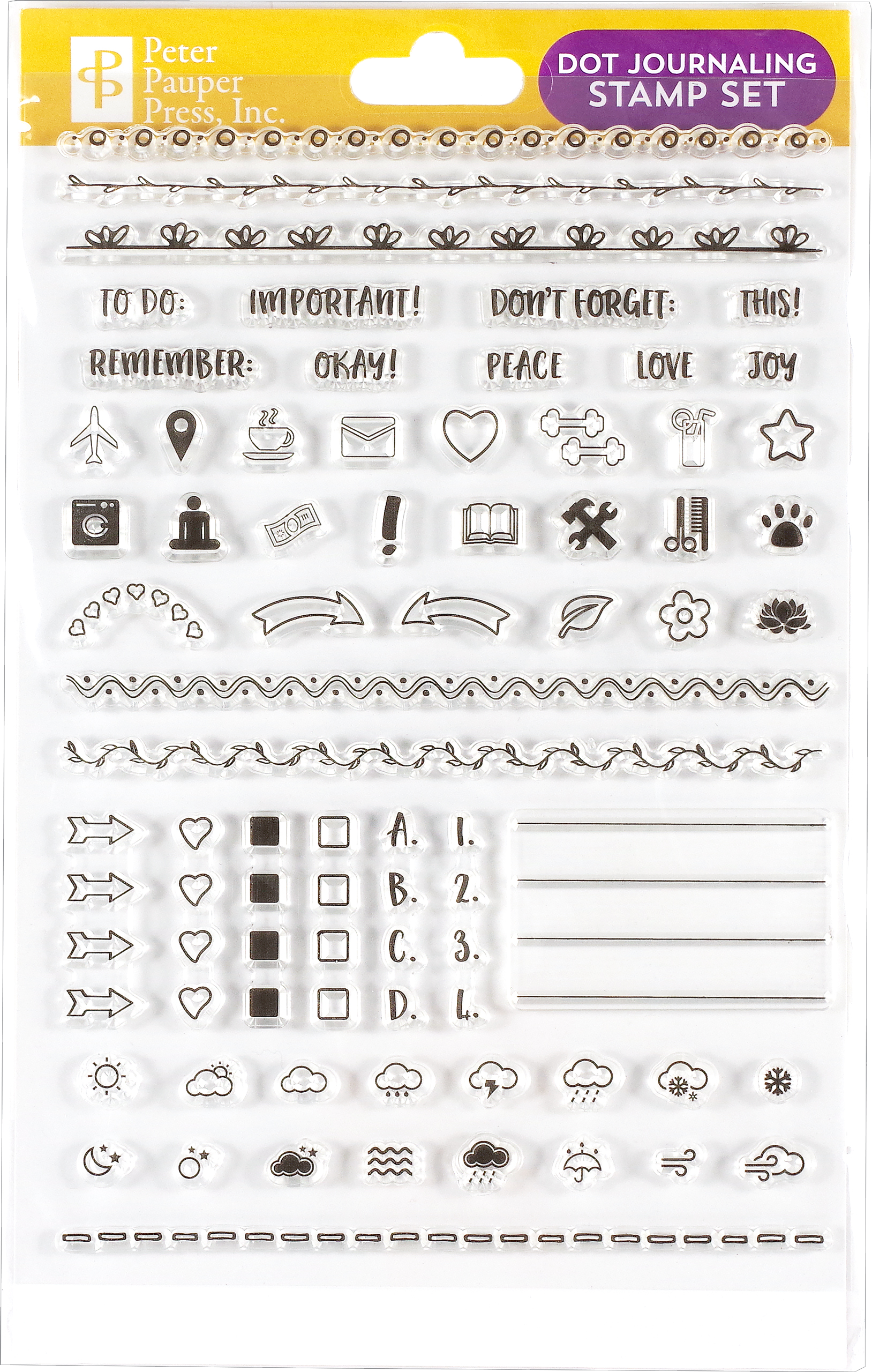  Dot Journaling Clear Stamp Set (60 Individual Stamps):  9781441335227: Peter Pauper Press: Arts, Crafts & Sewing
