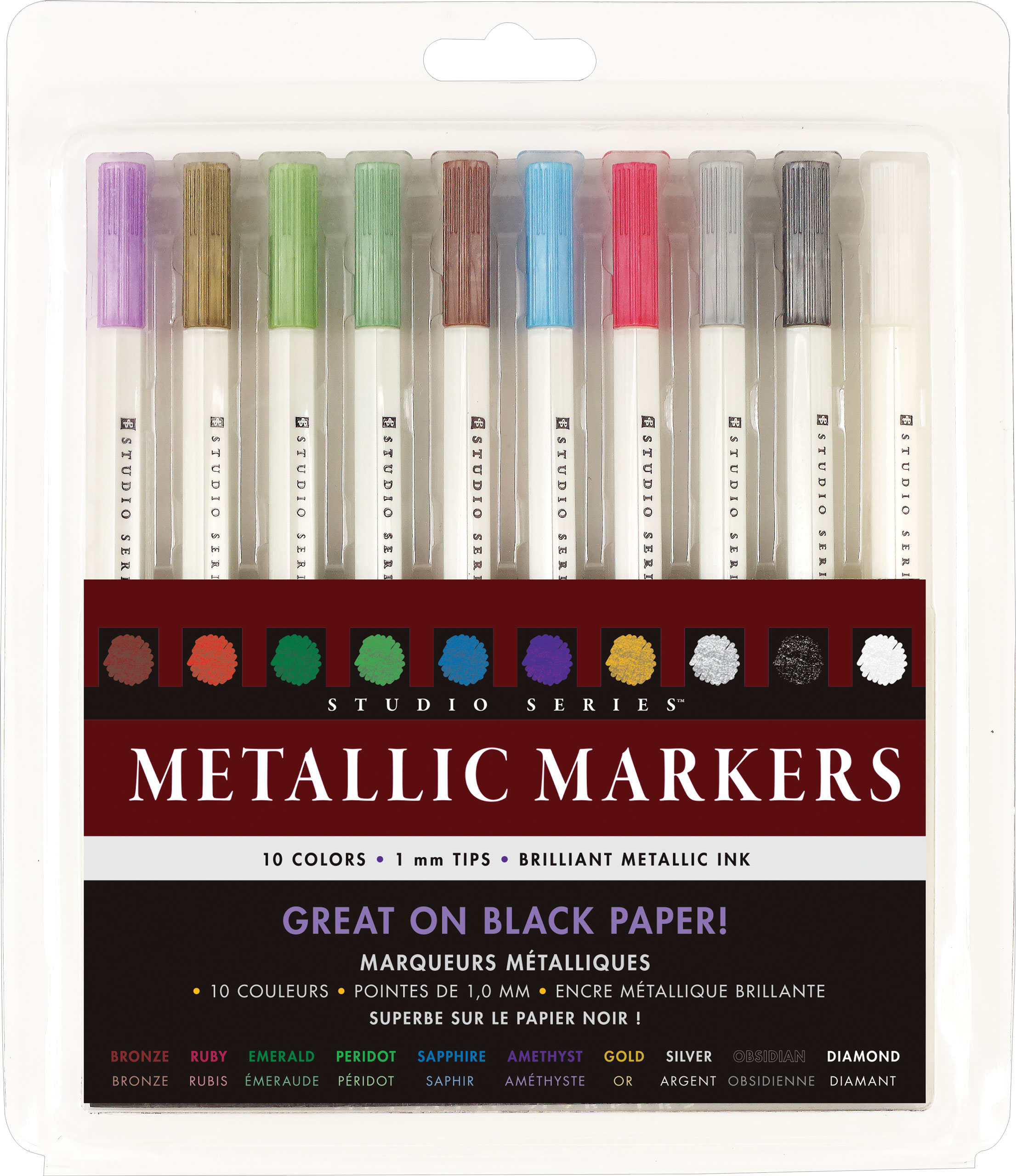 12 Colors Self Contour Metallic Markers, Permanent Marker Craft
