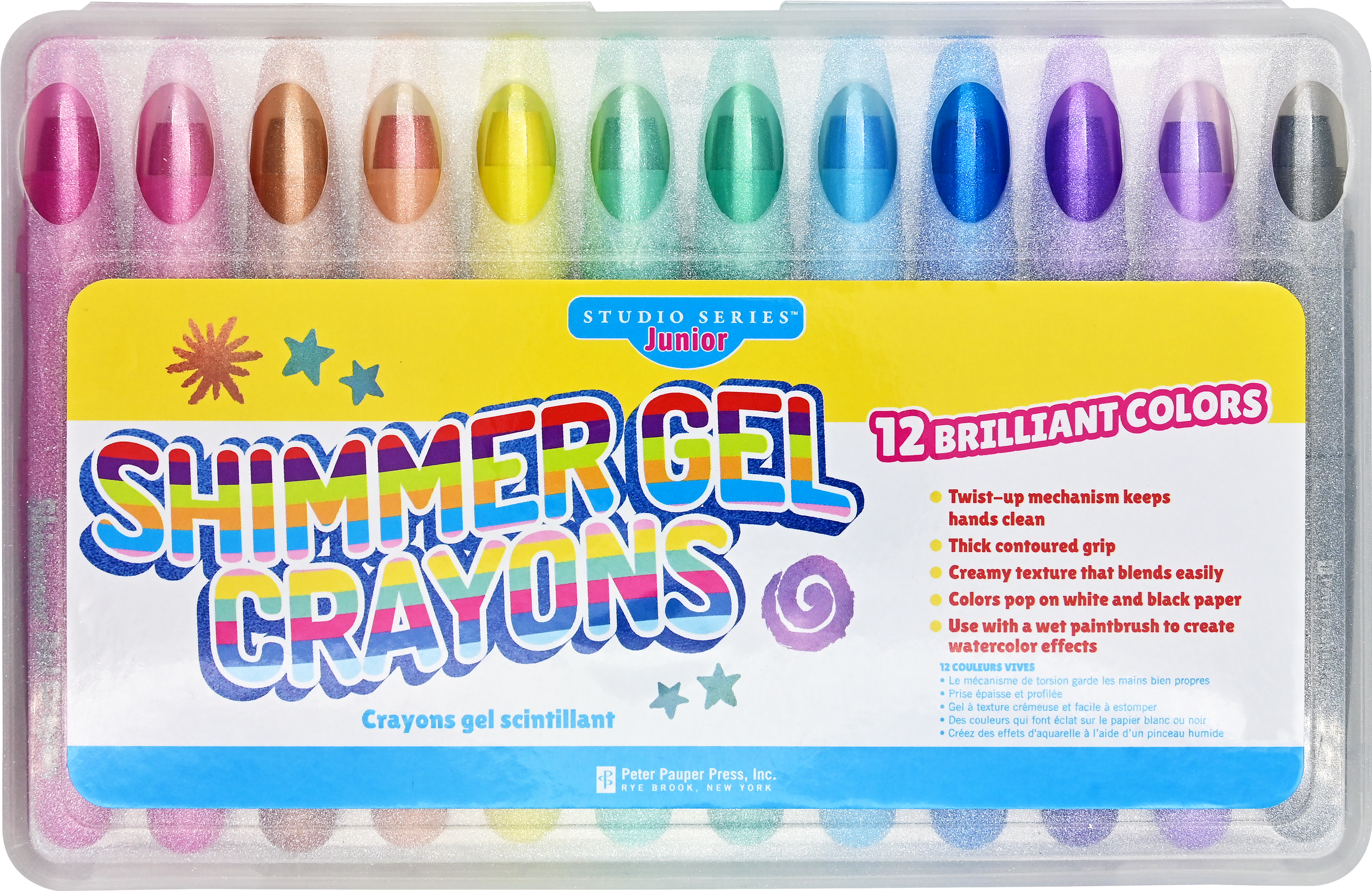 Rainbow Sparkle Watercolor Gel Crayons 12-pc.