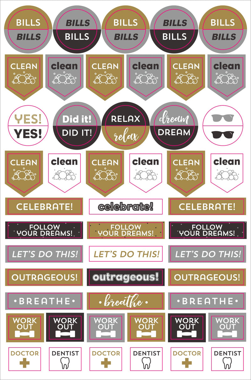  Essentials Weekly Planner Stickers, Black & Gold Set of 575  Stickers: 9781441327703: Peter Pauper Press, Inc.: Office Products