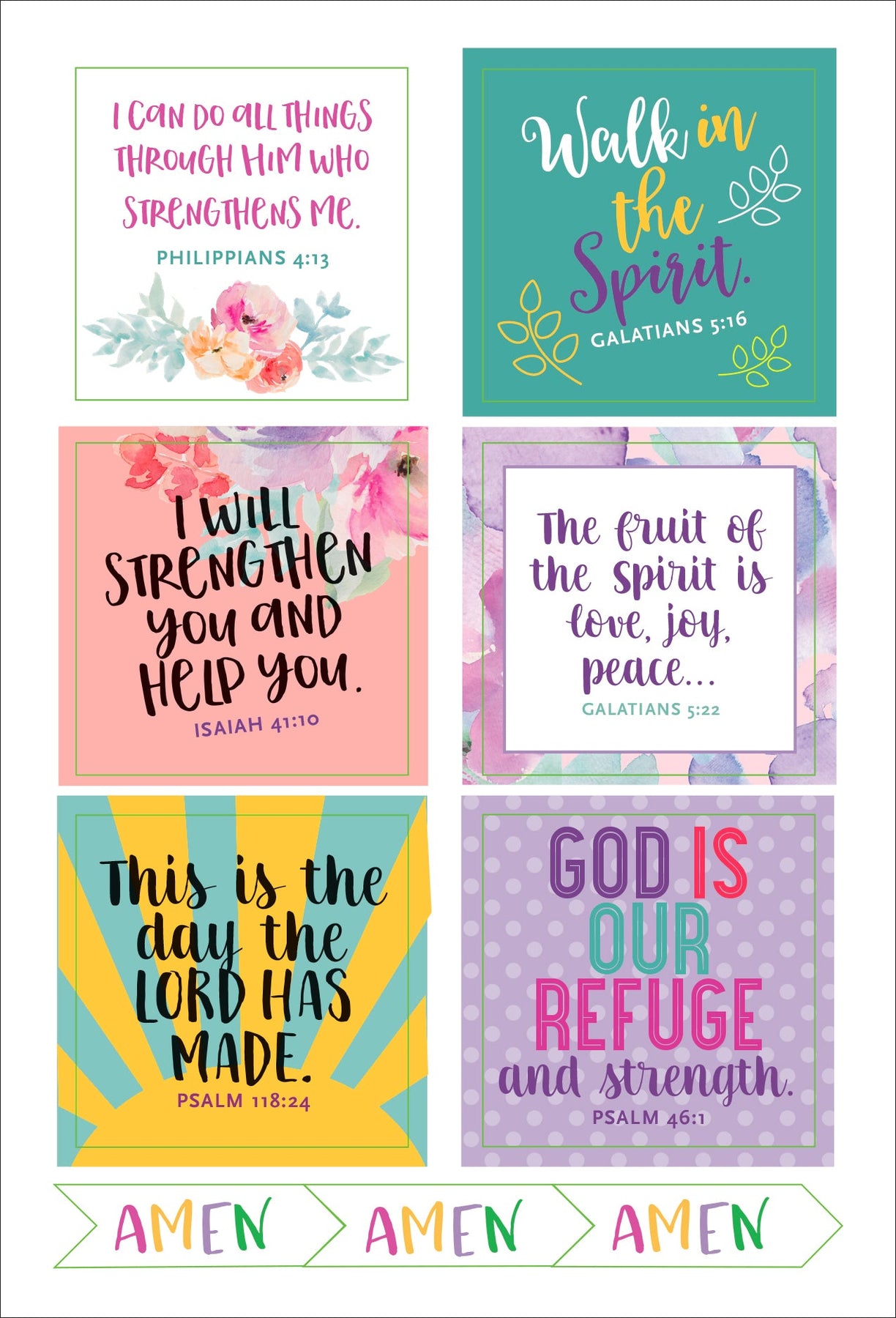Lot Of 5 Spiritual Stickers Round Bible Verses Uplifting Religious