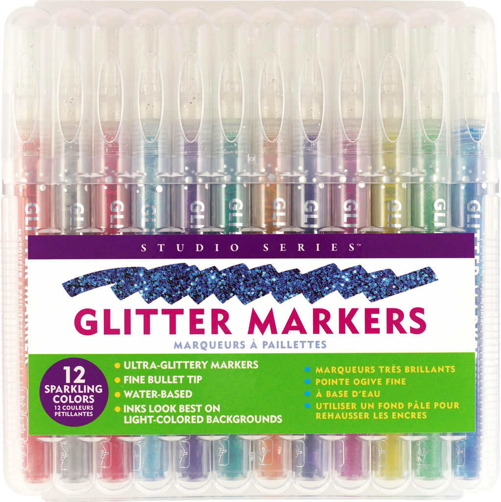Glitter Markers Pen, 12 Colors Glitter Metallic Paint Pens Medium for Kids